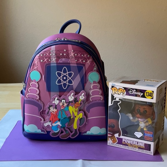 🎤🪩 LOUNGEFLY POWERLINE EYE TO EYE GLOW MINI BACKPACK AND FUNKO POP BUNDLE 🎤🪩 - Picture 4 of 16